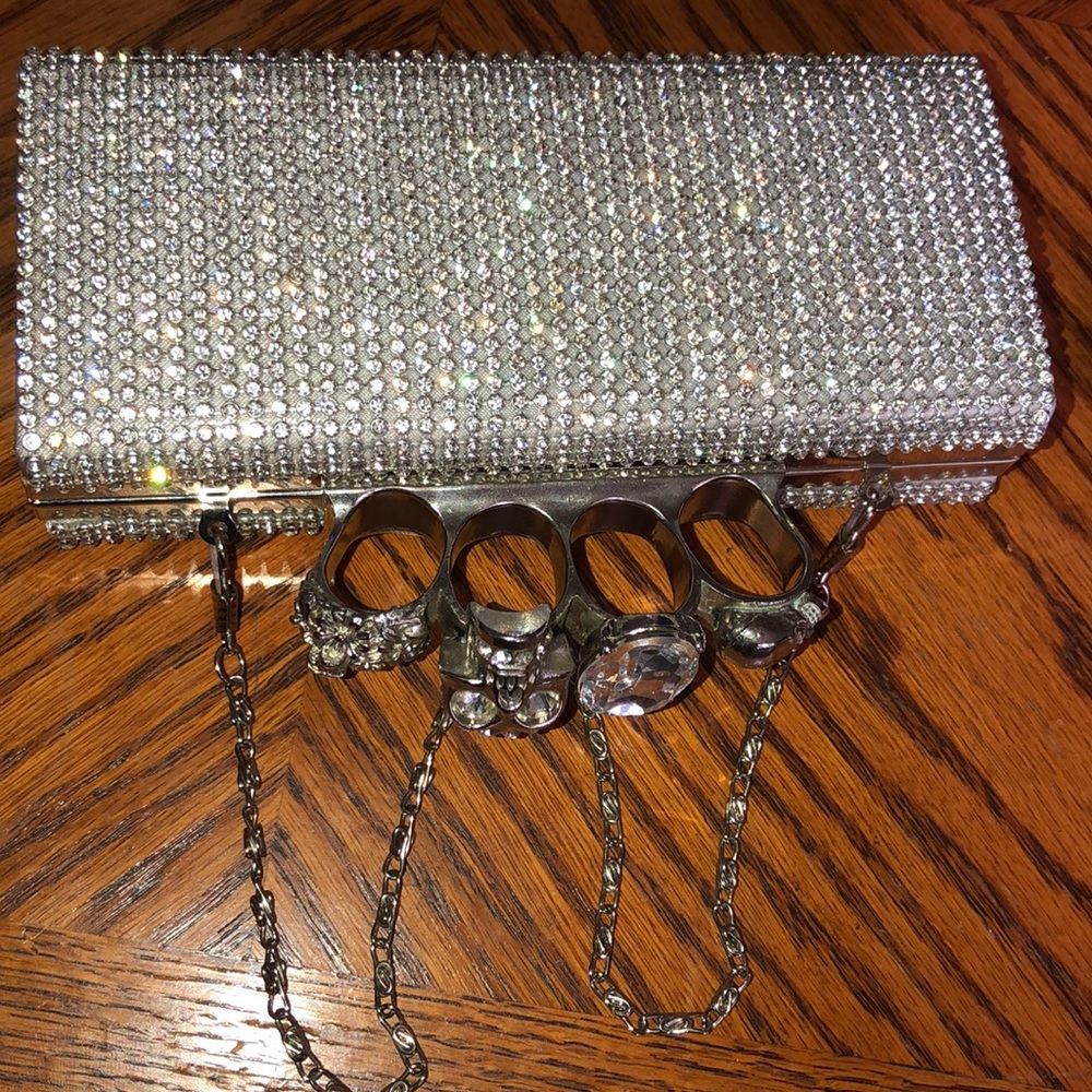 Silver glitter clutch purse